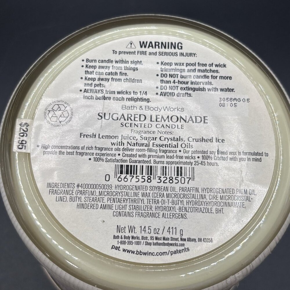Bath & Body Works Thanks For Everything 3 Wick Candle 14.5 oz Sugared Lemonade - Picture 11 of 16